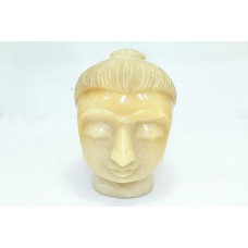 Handmade Buddha Head Natural Yellow Jade Stone Figurine Hand Engraved Home Decor